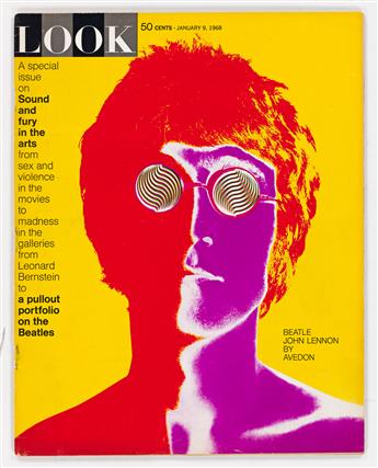 RICHARD AVEDON (1923-2004).  [THE BEATLES / LOOK MAGAZINE.] Group of 4 posters, banner & magazine. 1967. Set of four is 31x22½ inches,